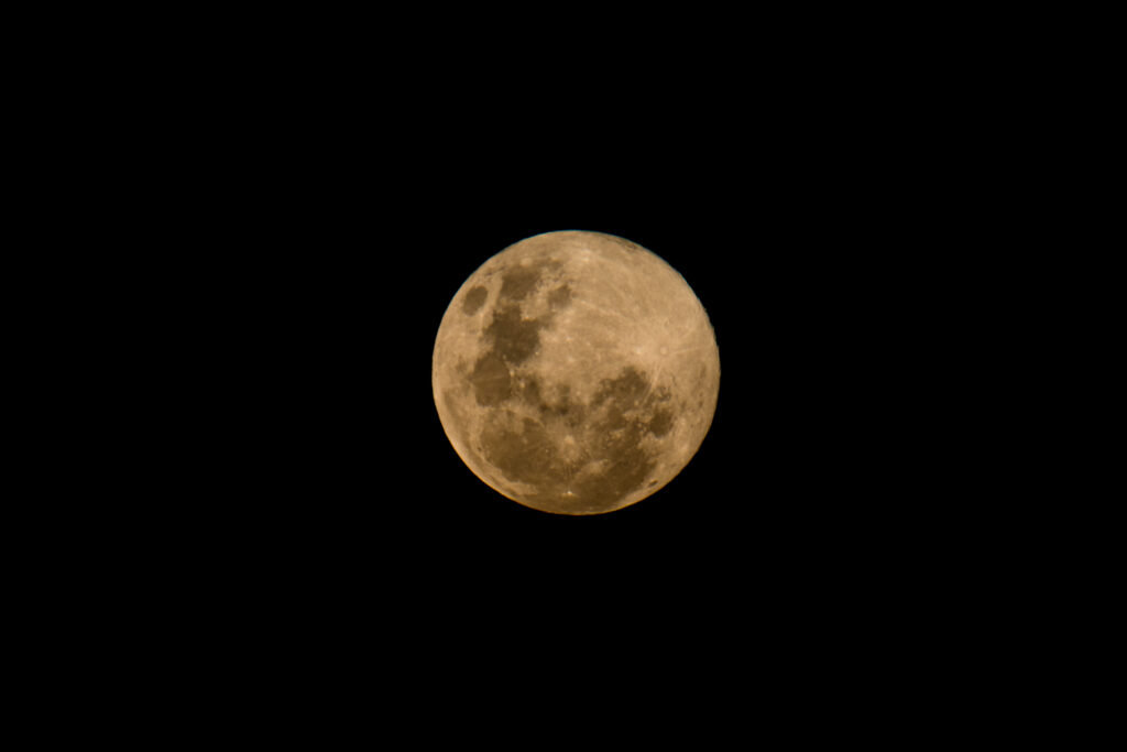 Full Moon surrounded by a black sky - brilliant on night time safaris.