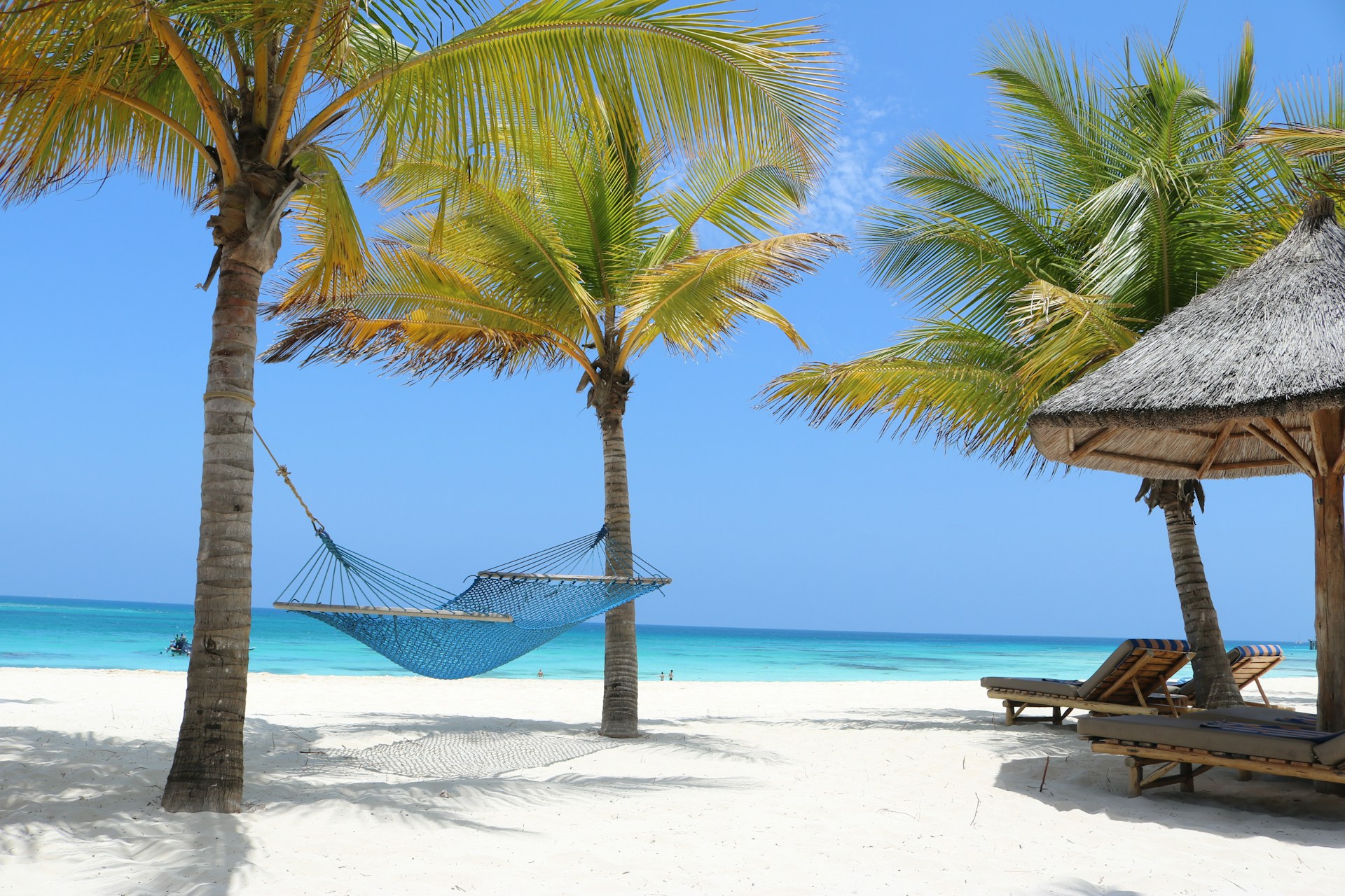 Zanzibar, Tanzania - a serene beach camp with a stunning view of the turquoise beach, offering a peaceful retreat amidst nature.