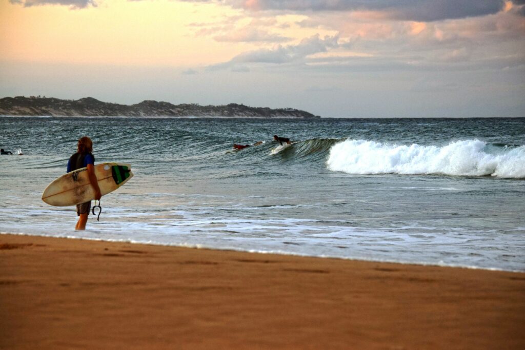 Mozambique: Tofo Beach with stunning blue waters and pristine sands, a perfect destination for beach lovers and marine enthusiasts.
