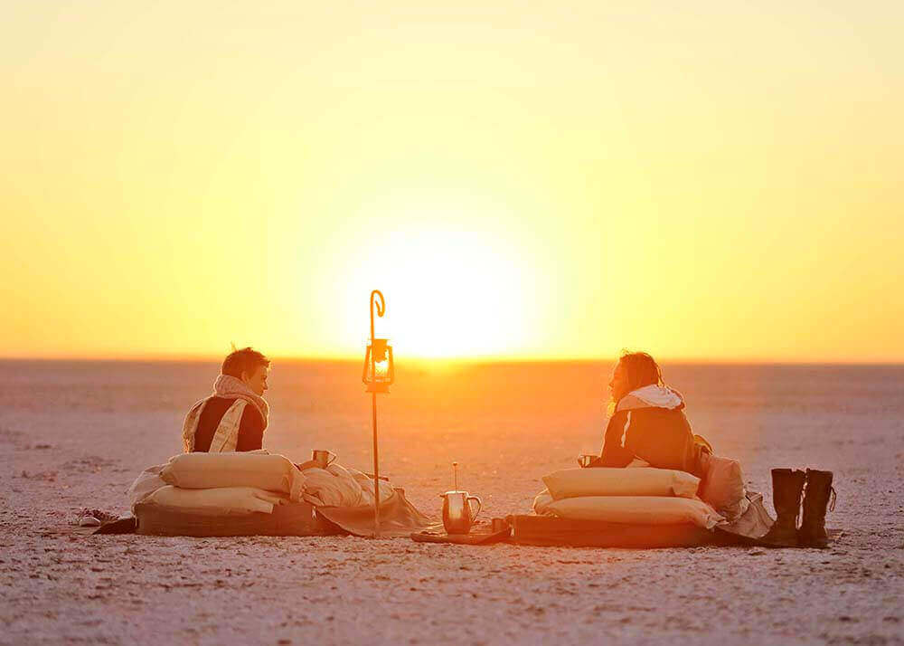 beautiful sunset at Makgadikgadi and Nxai Pans