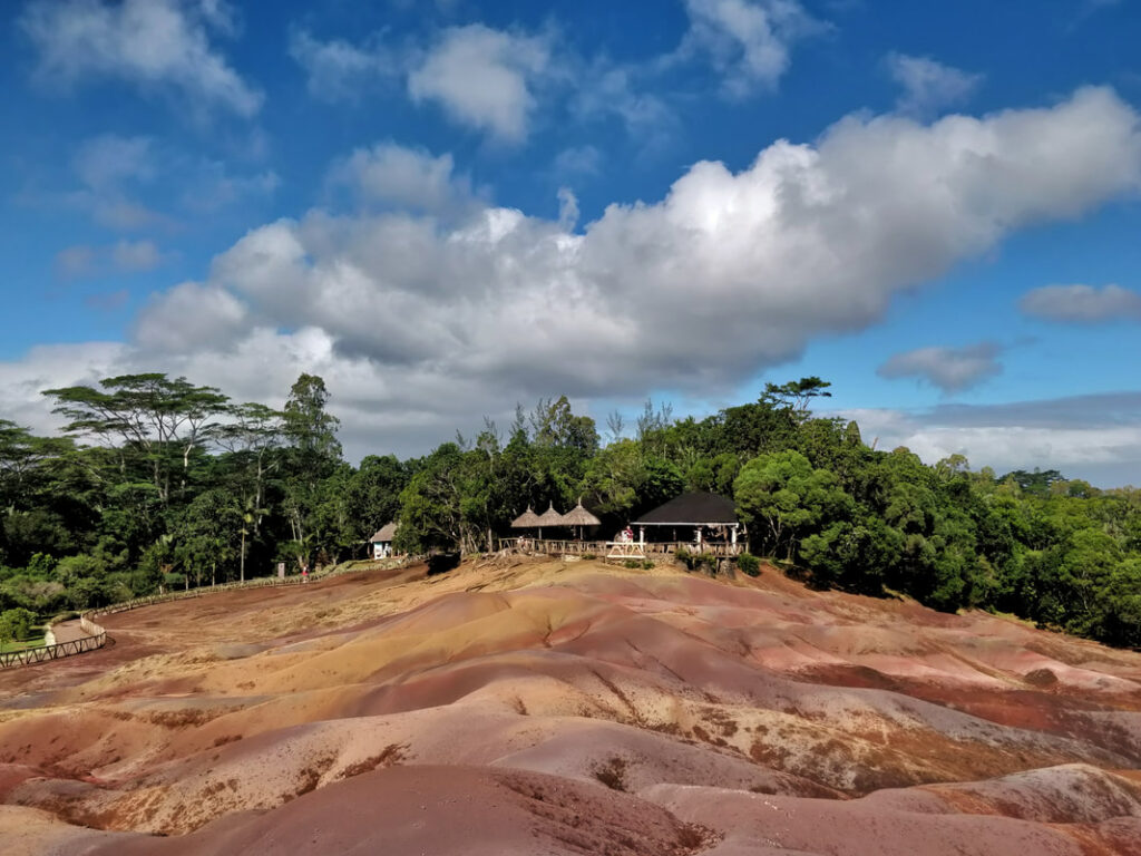 Breathtaking view of Chamarel Seven Coloured Earth Geopark in the Mauritius Interior