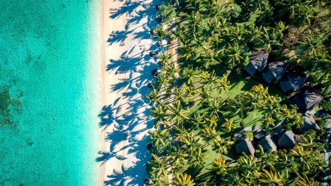 aerial view of a wonderful beach in Mauritius