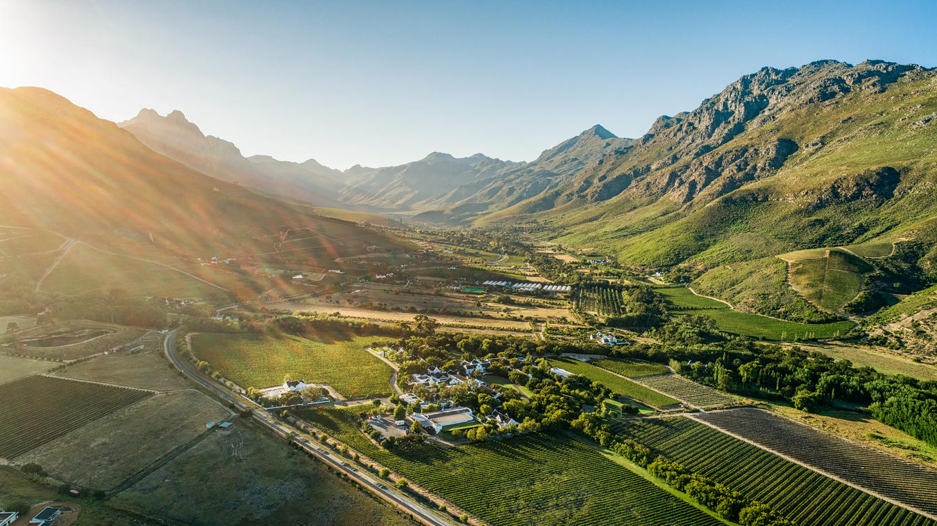 Winelands Landscapes beautifully illuminated by the sunrise