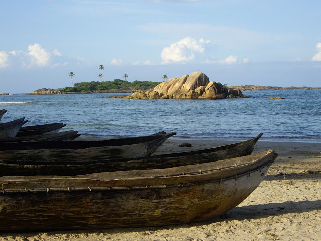 Scenery of the beach and rock island in Madagascar South
