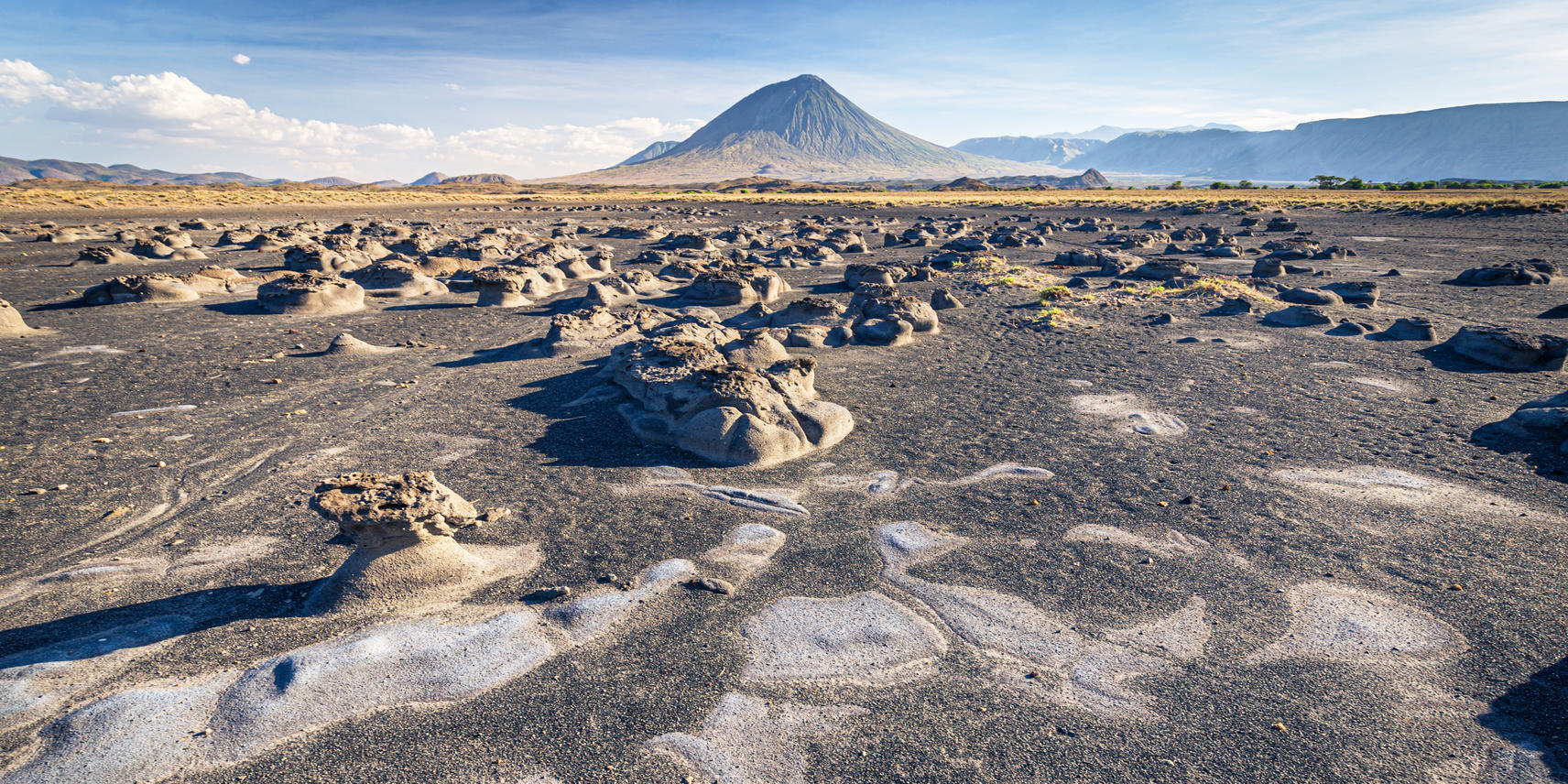Space-like, crater-looking landscapes of lake Natron