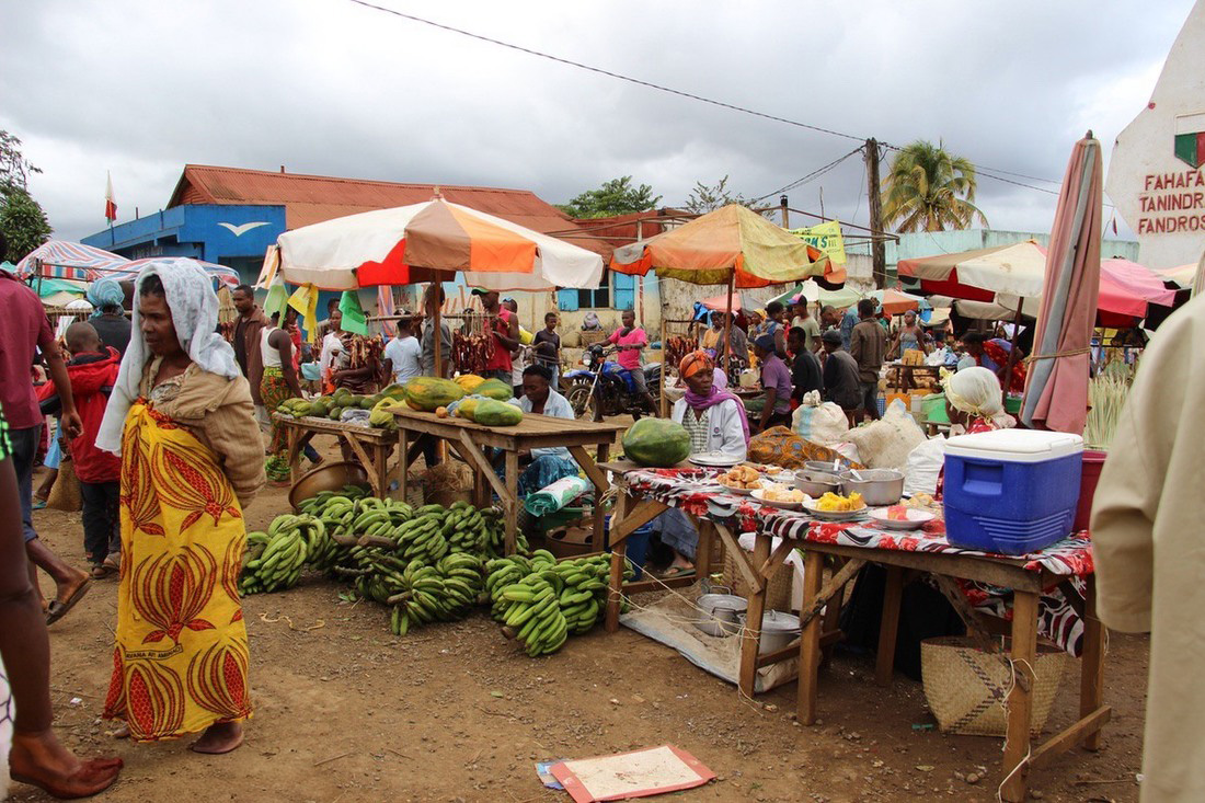 busy marketplace in Madagascar