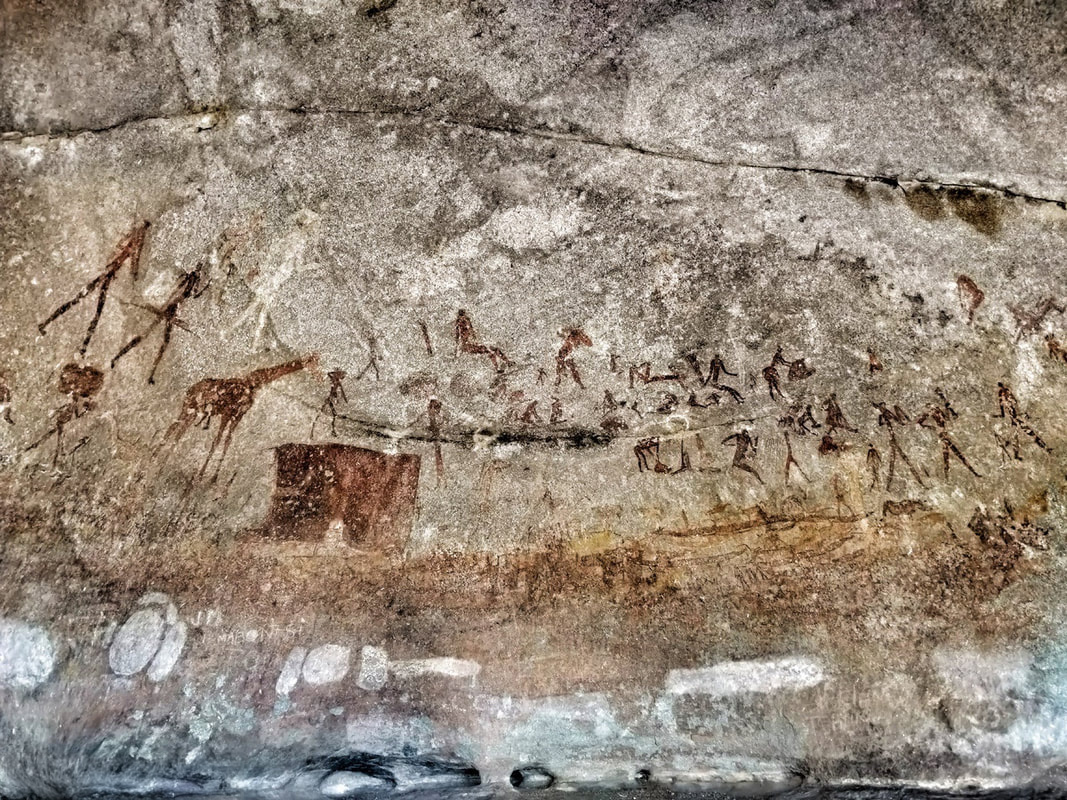 Bushmen drawings on rock in Matobo