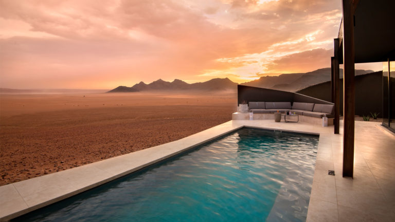 Swimming pool overlooking the vastness of NamibRand