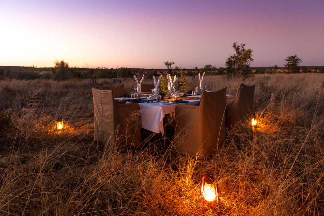 Bush dinner in Hwange Bush camp.