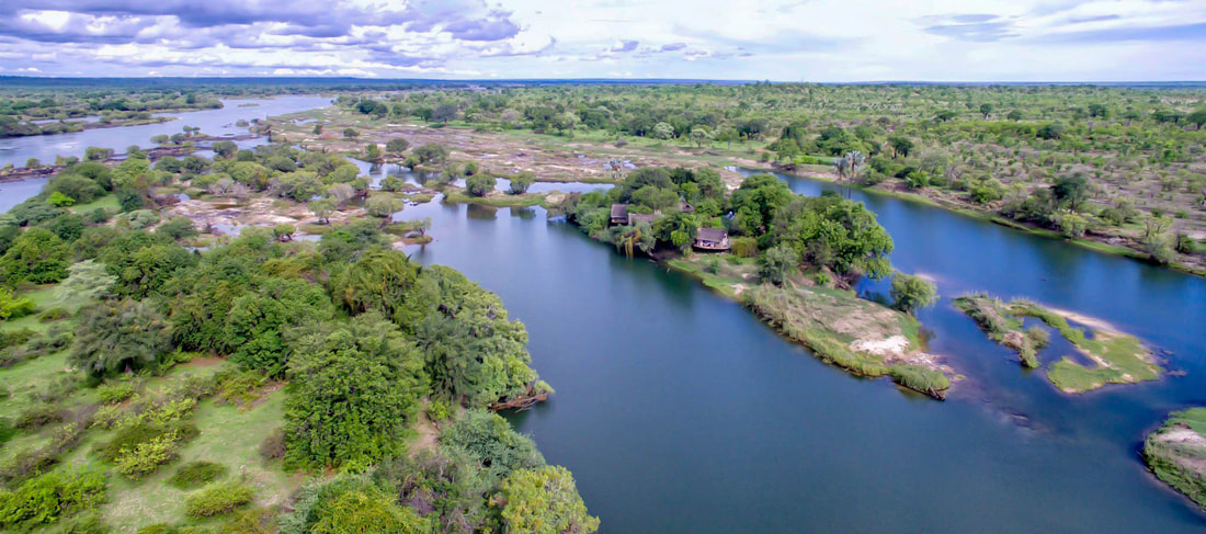 Aerial view in Livingstone of the Zambezi