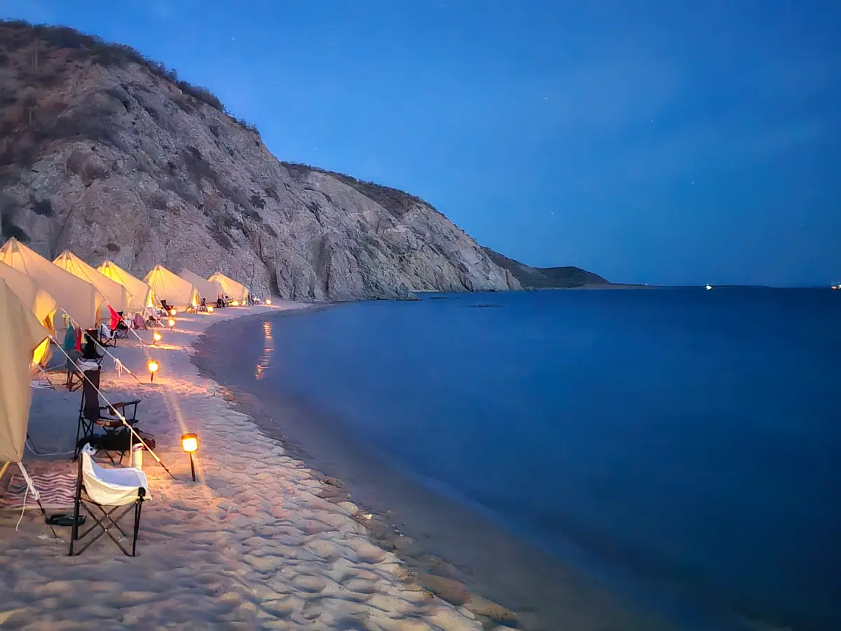Side view of the tents we do glamping in on Cerralvo Island.